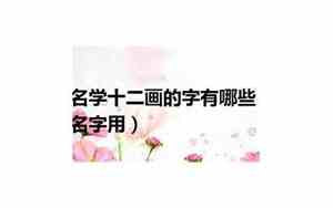 14画的字哪些适合取名字典