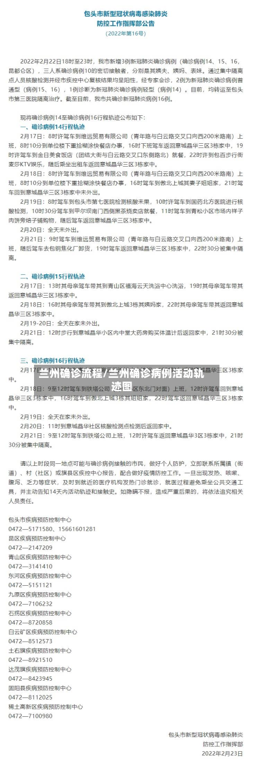 兰州确诊流程/兰州确诊病例活动轨迹图