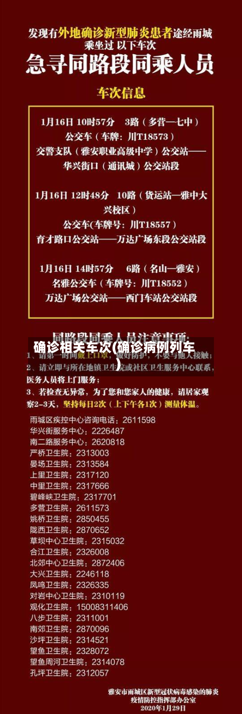 确诊相关车次(确诊病例列车)