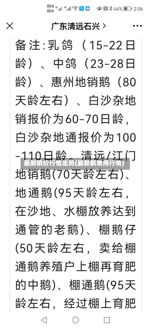 最新鹅价行情走势(最新鹅费用行情)
