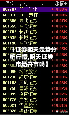 【证券明天走势分析行情,明天证券市场开市吗】