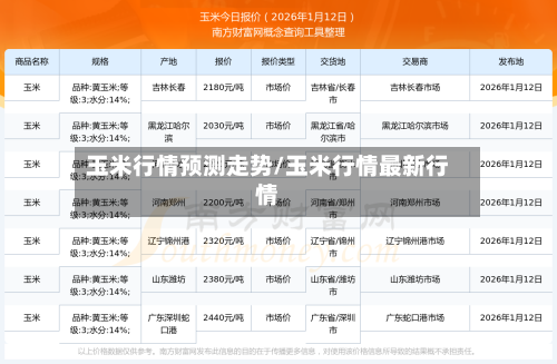 玉米行情预测走势/玉米行情最新行情