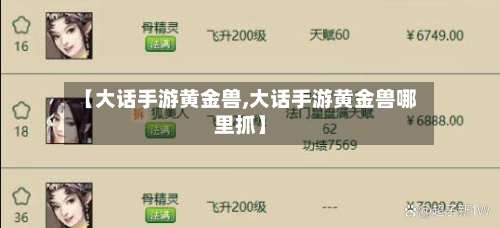 【大话手游黄金兽,大话手游黄金兽哪里抓】-第2张图片