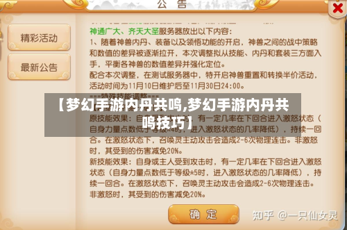 【梦幻手游内丹共鸣,梦幻手游内丹共鸣技巧】